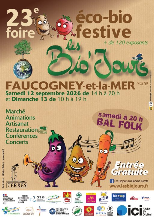 Affiche pour la 23ème foire éco-bio LES BIO JOURS de Faucogney et la Mer