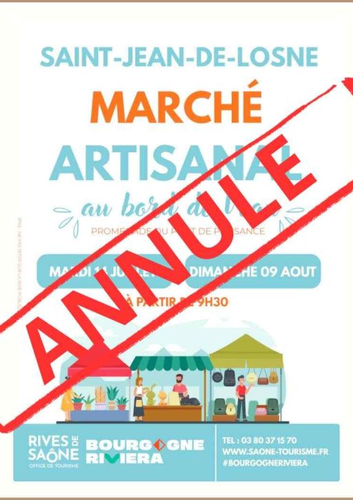 Affiche de manifestation pour le marché artisanal de ST JEAN DE LOSNE - ANNULE