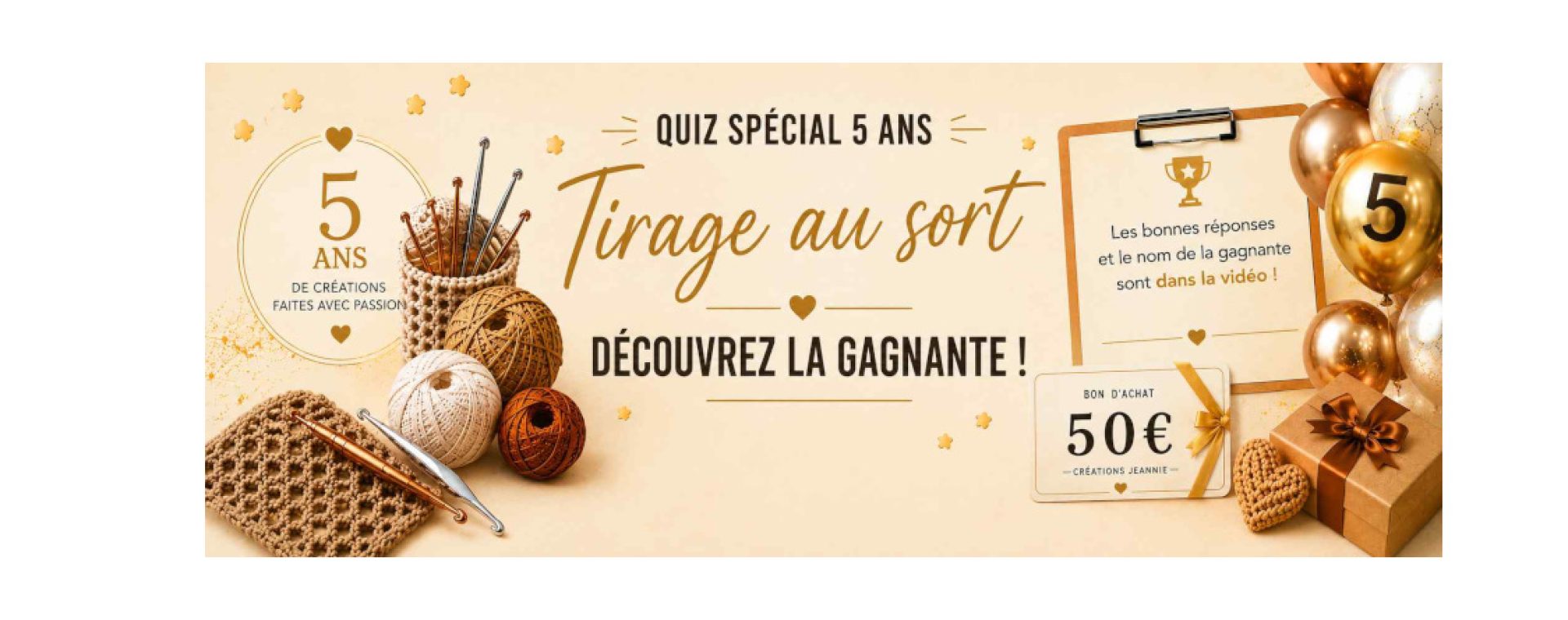 Bandeau de bannière pour le tirage au sort de la gagnante du quiz