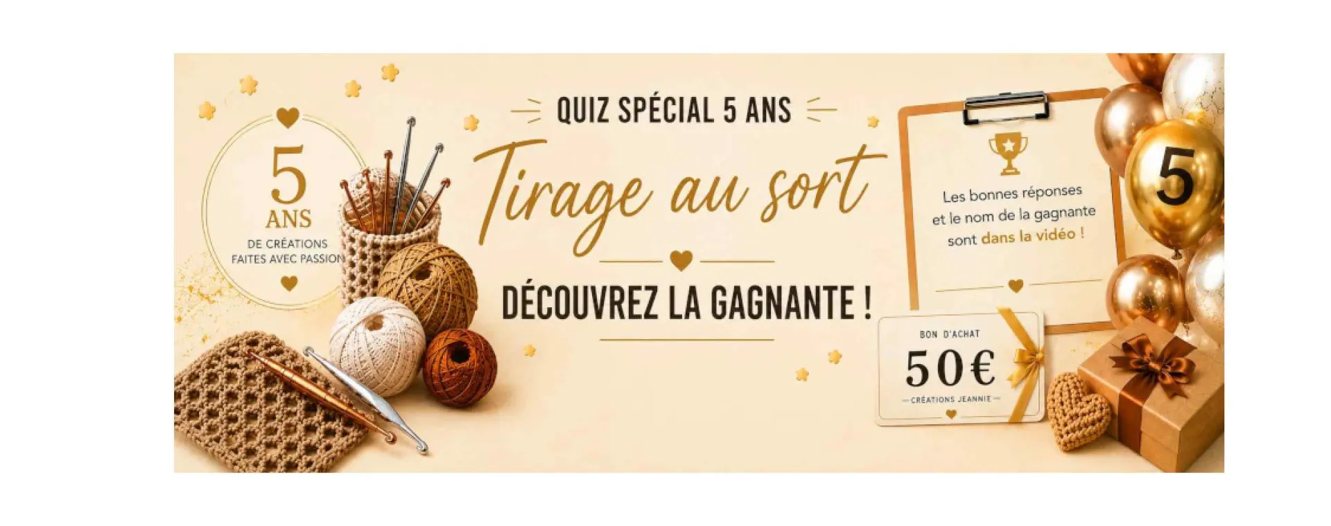 Bandeau de bannière pour le tirage au sort de la gagnante du quiz