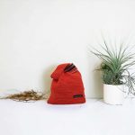 Akira Sac japonais crocheté en fil coton orange avec une anse à rayures orange, beige et noire