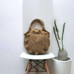 Azema sac rond crocheté en ficelle de jute beige avec "bubbles" sur l'avant