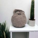 Dina Sac de forme ronde crocheté en raphia de couleur ivoire