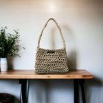 Mia sac épaule crocheté en corde à guinder beige irisé