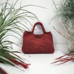 Nikita-Jute Mini sac cabas crocheté en ficelle de jute rouge bordeaux