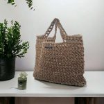 Pepina Sac à résilles crocheté en ficelle de jute beige