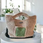 Jona Sac en ficelle de jute beige avec poche kaki