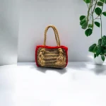 Aurelia Sac crocheté en ficelle de jute beige et trapilho (coton recyclé) rouge