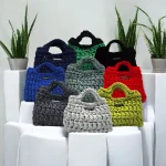 Tara Ensemble de 9 Sac à main crochetés en trapilho de différentes couleurs