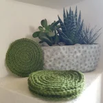 lot de sous-verres ronds crochetés en ficelle de jute kaki
