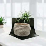Corbeille Corbeille ronde crochetée en trapilho blanc cassé