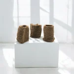 Corbeille carrée crochetée en ficelle de jute beige, disponible en 3 modèles