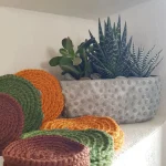 lot de sous-verres ronds crochetés en ficelle de jute de couleurs
