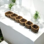 Vide-poches carrés crochetés en ficelle de jute beige