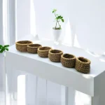 Vide-poches ronds crochetés en ficelle de jute beige