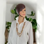 Collier sautoir crocheté en fil ruban composé de 3 rangs