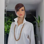 Collier sautoir crocheté en fil ruban