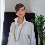 Collier sautoir crocheté en fil ruban