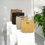 Sac Angela ensemble de 4 sacs à main crocheté en raphia (jaune, beige, noir et café)