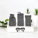 Etui Lunettes étui à lunettes crocheté en fil coton gris - 3 modèles différents