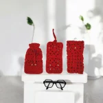 Etui Lunettes étui à lunettes crocheté en fil coton rouge - 3 modèles différents