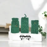 Etui Lunettes étui à lunettes crocheté en fil coton vert - 3 modèles différents