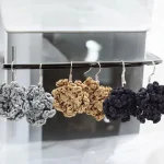 BO Sevilla I Boucles d'oreilles crochetées en fil ruban argent, or et noir