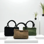 Kristina sac à main crocheté en ficelle de jute avec anse noire, en 3 couleurs (beige, kaki, noir)