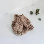 Apoliina Sac filet crocheté en ficelle de jute beige